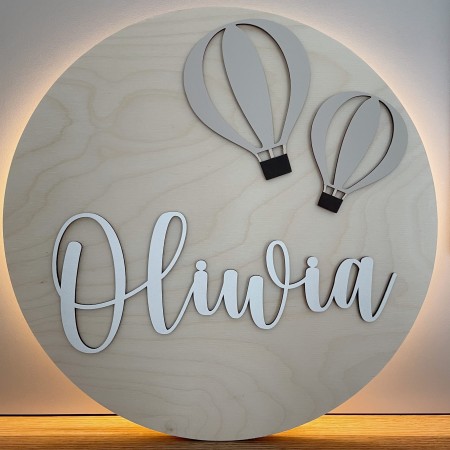 Lampka nocna z imieniem i motywem balonów 